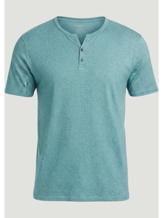 Wrk Other - WRK Metro Henley Shirt Mens XXL Aqua Textured Heathered Short Sleeve Casual NEW